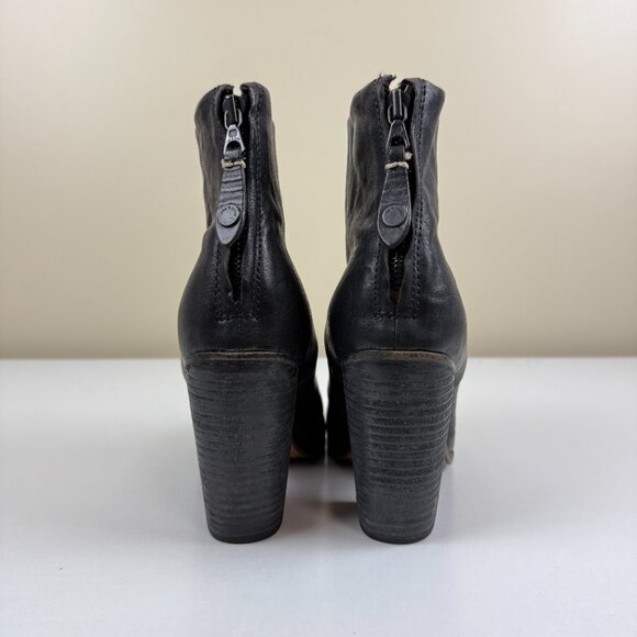 Rag & Bone Newbury Zip Up Black Leather Ankle Boots - Picture 4 of 14